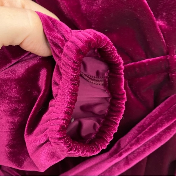 NEW Ralph Lauren Size M Medium Garnet Pink Solid Velvet Belted Peplum Blouse Top - Picture 11 of 12